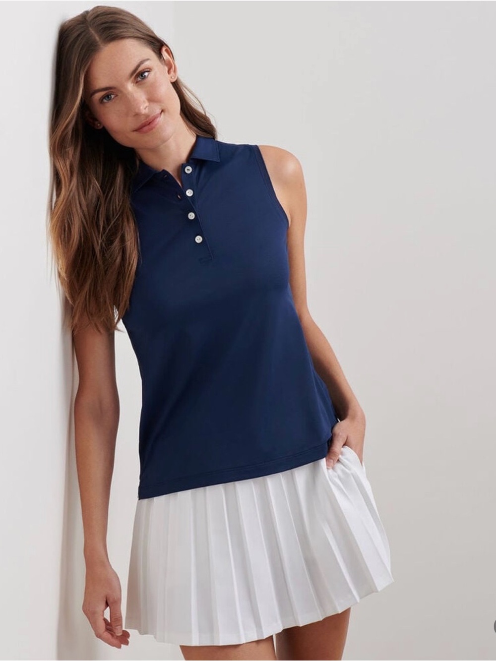 Peter Millar: Banded Sport Mesh Sleeveless Button Polo